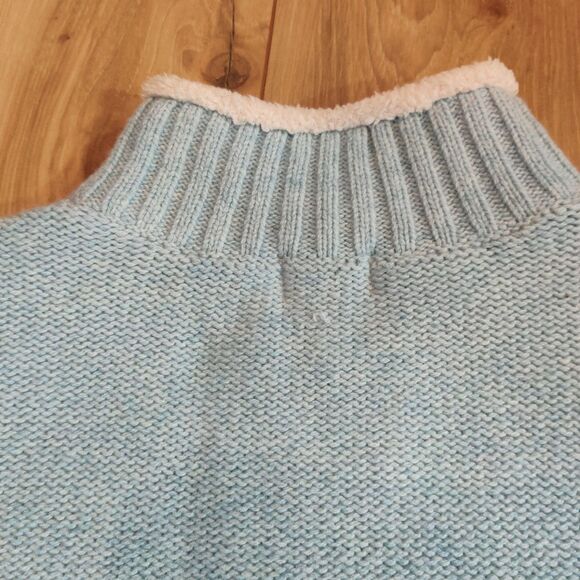 L.L. Bean Women’s Size M Lambs Wool Sweater Vest Sherpa Lined Full Zip Blue - Picture 8 of 11